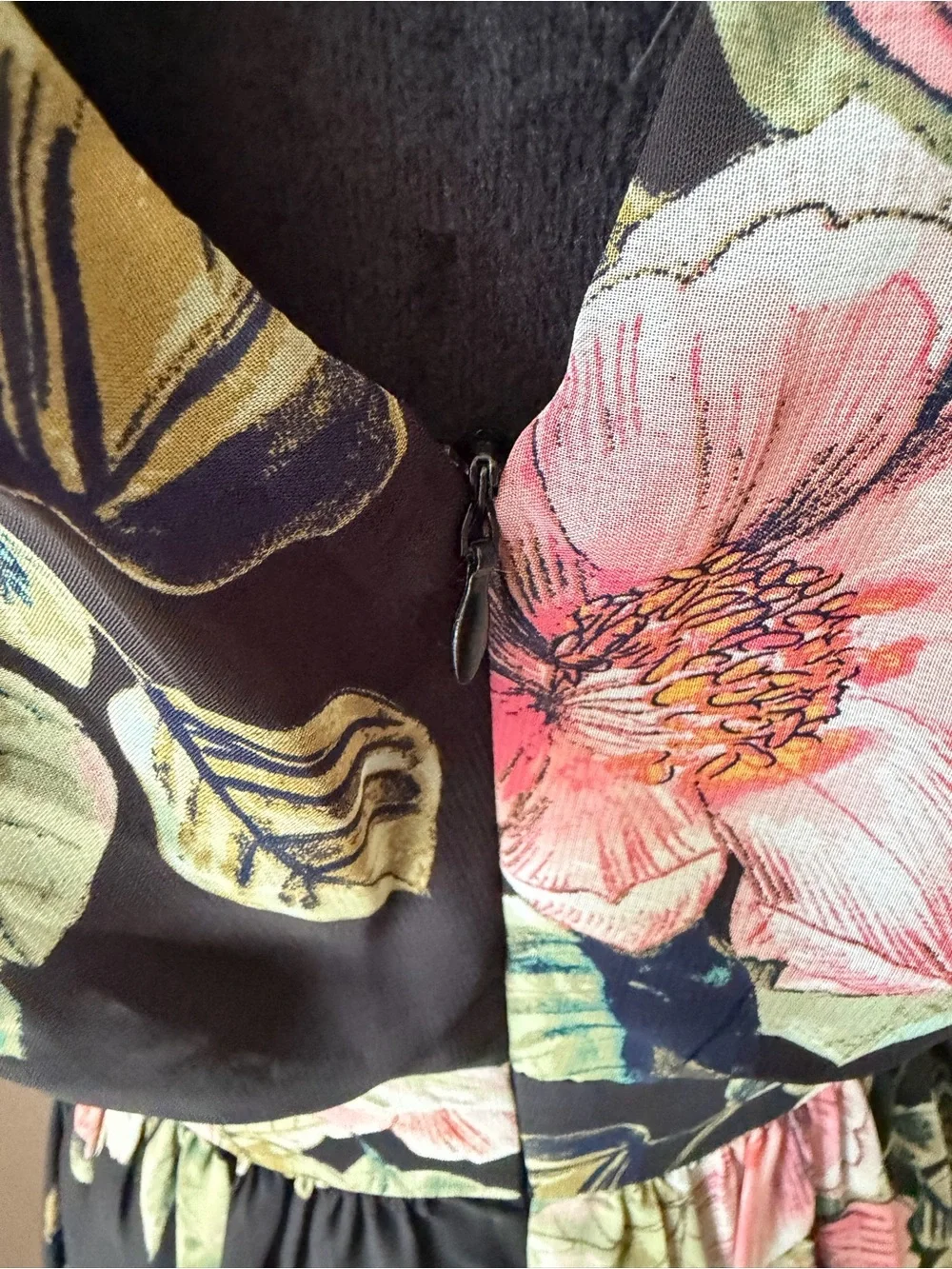 INC International Concepts Floral Halter Maxi Dress Black Pink Floral Size 10